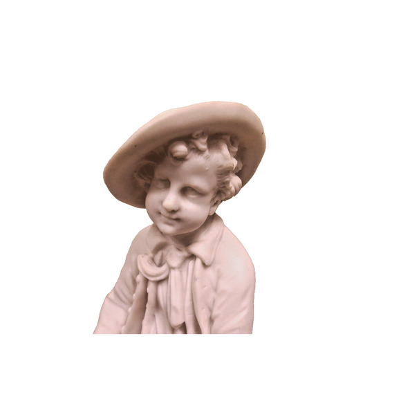 Antique French White Parisian Figurine - Boy And His Dog Figurine 11" - Picture 5 of 10